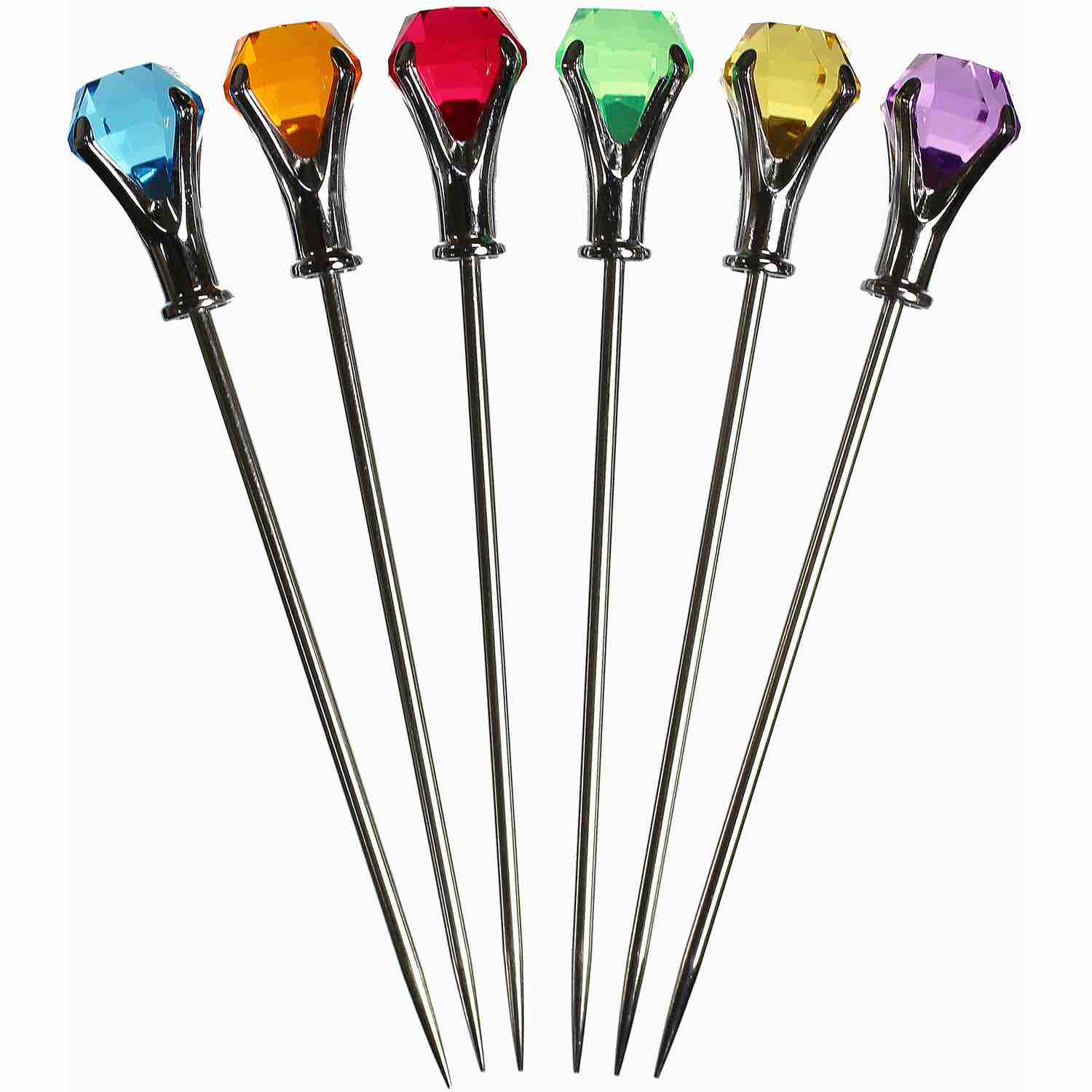 Prodyne Diamond Head Steel Martini Picks | Set of 6